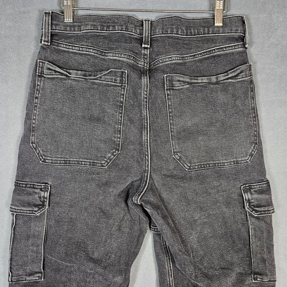 Hollister Baggy Jeans Mens 32x30 Washed Black Cargo Relaxed Straight Denim